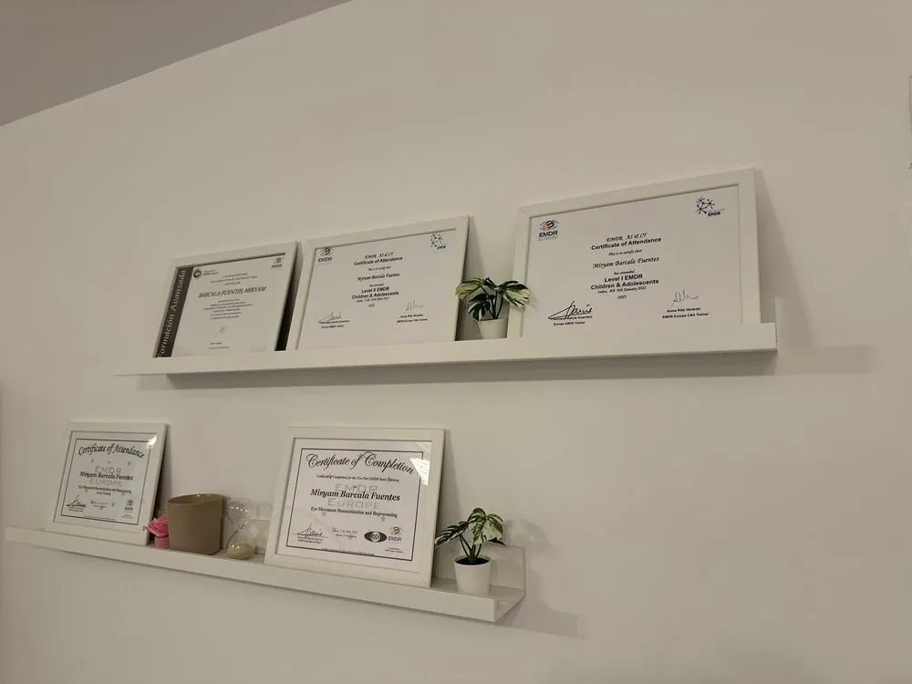 Certificados de formación en EMDR en una balda